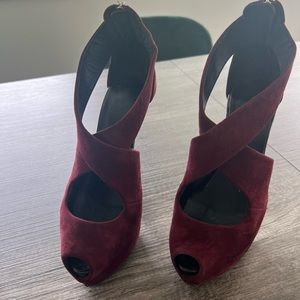 Burgundy gorgeous color suede heels